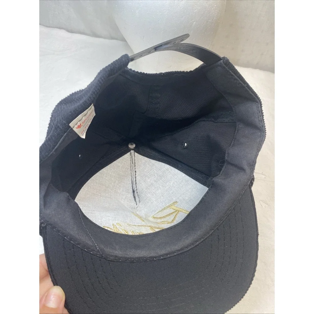 Vtg Randy Travis Corduroy Embroidered Snapback Spellout Corded Black Hat Country